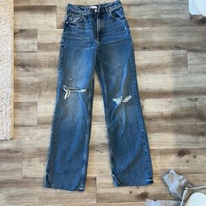 Zara Blue High Rise Ripped Jeans - New/Never Worn!